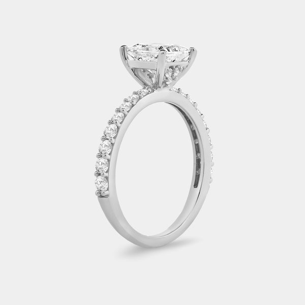 Gilded 2 Carat Lab-Grown Diamond Princess-Cut Solitaire Plus Engagement Ring with a Classic Shank