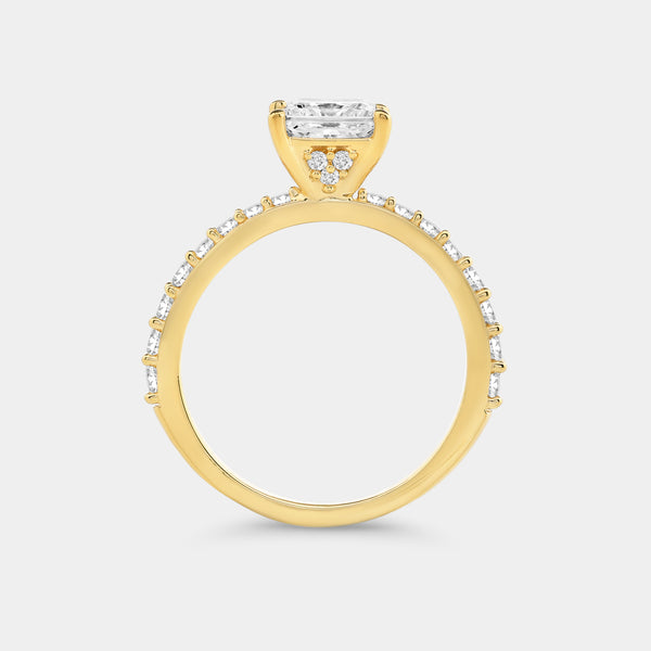Gilded 2 Carat Lab-Grown Diamond Princess-Cut Solitaire Plus Engagement Ring with a Classic Shank