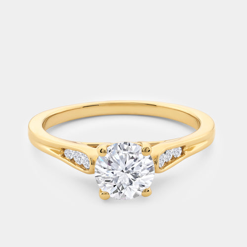 1 Carat Lab-Grown Diamond Round-Shaped Solitaire Plus Engagement Ring with Round-Shaped Accents — GILDED New York
