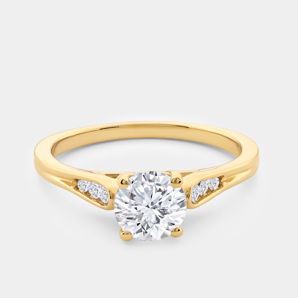 1 Carat Lab-Grown Diamond Round-Shaped Solitaire Plus Engagement Ring with Round-Shaped Accents — GILDED New York