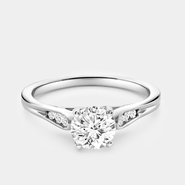 1 Carat Lab-Grown Diamond Round-Shaped Solitaire Plus Engagement Ring with Round-Shaped Accents — GILDED New York