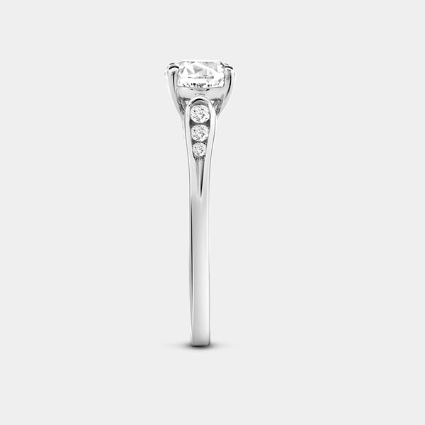 1 Carat Lab-Grown Diamond Round-Shaped Solitaire Plus Engagement Ring with Round-Shaped Accents — GILDED New York