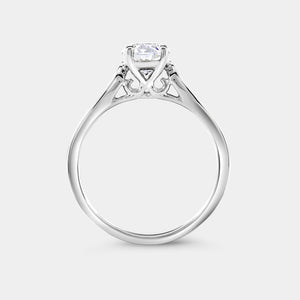 Gilded 1 Carat Lab-Grown Diamond Round-Shaped Solitaire Plus Engagement Ring with Round-Shaped Accents