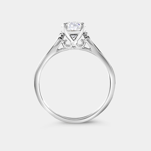1 Carat Lab-Grown Diamond Round-Shaped Solitaire Plus Engagement Ring with Round-Shaped Accents — GILDED New York