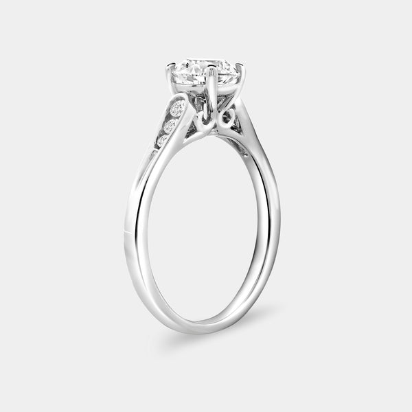 1 Carat Lab-Grown Diamond Round-Shaped Solitaire Plus Engagement Ring with Round-Shaped Accents — GILDED New York