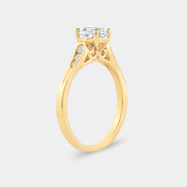 1 Carat Lab-Grown Diamond Round-Shaped Solitaire Plus Engagement Ring with Round-Shaped Accents — GILDED New York