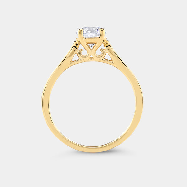 1 Carat Lab-Grown Diamond Round-Shaped Solitaire Plus Engagement Ring with Round-Shaped Accents — GILDED New York