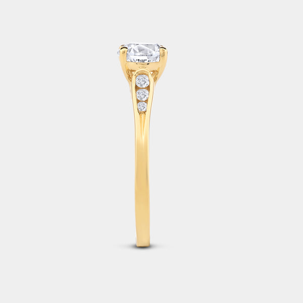 1 Carat Lab-Grown Diamond Round-Shaped Solitaire Plus Engagement Ring with Round-Shaped Accents — GILDED New York