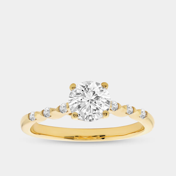 1 Carat Lab-Grown Diamond Round-Shaped Petit Solitaire Plus Engagement Ring with Round-Shaped Accents — GILDED New York