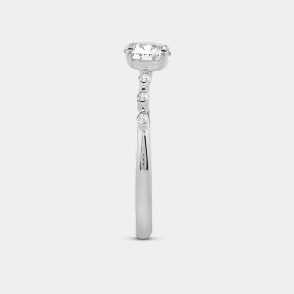 1 Carat Lab-Grown Diamond Round-Shaped Petit Solitaire Plus Engagement Ring with Round-Shaped Accents — GILDED New York