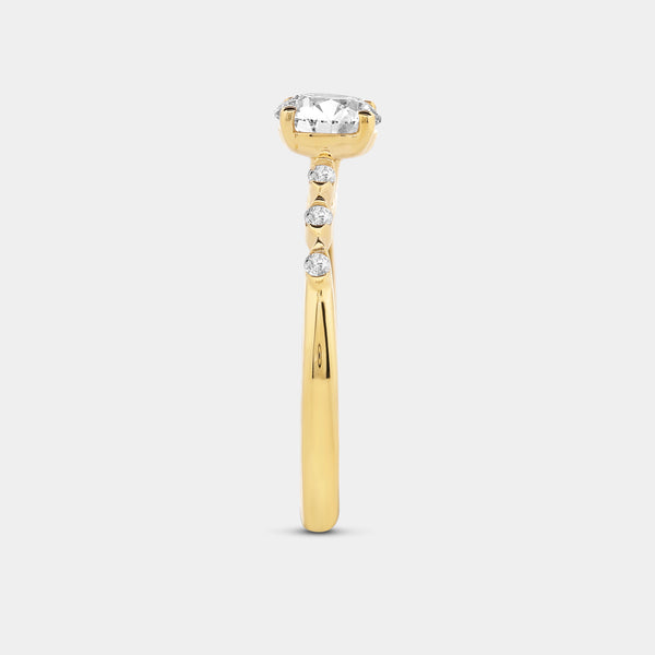 1 Carat Lab-Grown Diamond Round-Shaped Petit Solitaire Plus Engagement Ring with Round-Shaped Accents — GILDED New York