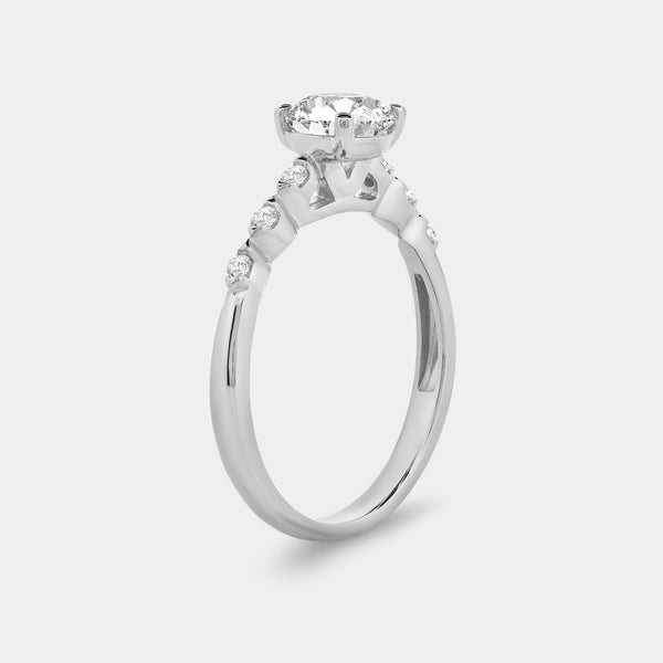1 Carat Lab-Grown Diamond Round-Shaped Petit Solitaire Plus Engagement Ring with Round-Shaped Accents — GILDED New York