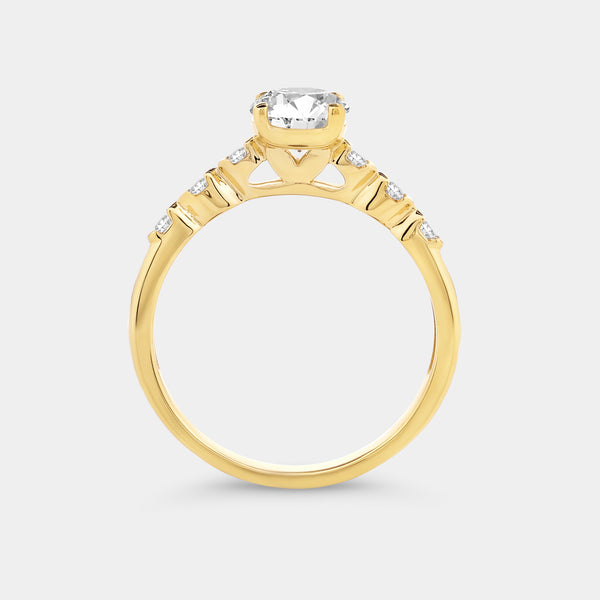 1 Carat Lab-Grown Diamond Round-Shaped Petit Solitaire Plus Engagement Ring with Round-Shaped Accents — GILDED New York