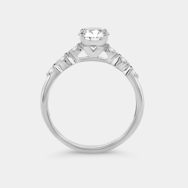 1 Carat Lab-Grown Diamond Round-Shaped Petit Solitaire Plus Engagement Ring with Round-Shaped Accents — GILDED New York