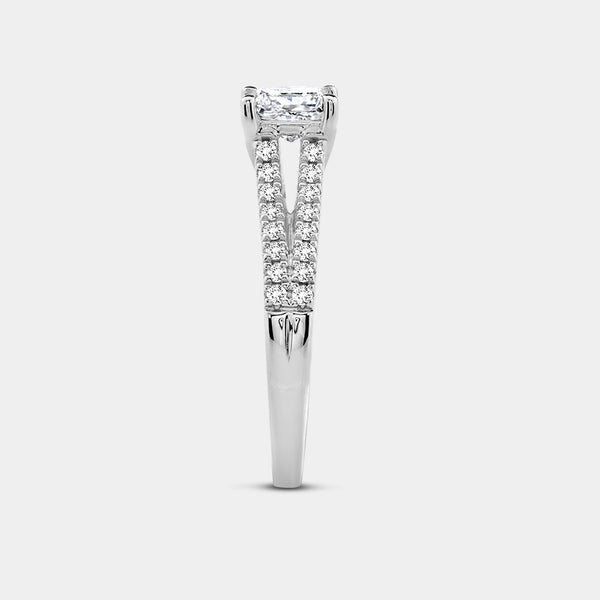 1 Carat Lab-Grown Diamond Princess-Cut Solitaire Plus Engagement Ring with a Studded Split Shank — GILDED New York