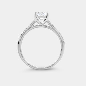 Gilded 1 Carat Lab-Grown Diamond Princess-Cut Solitaire Plus Engagement Ring with a Studded Split Shank