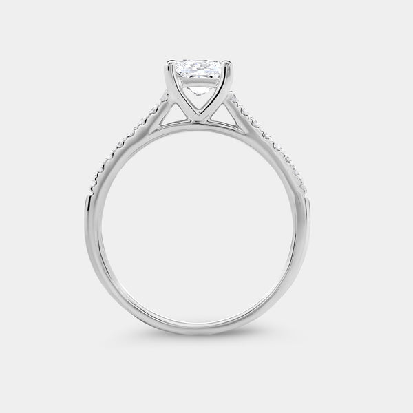 1 Carat Lab-Grown Diamond Princess-Cut Solitaire Plus Engagement Ring with a Studded Split Shank — GILDED New York