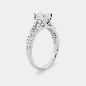 Gilded 1 Carat Lab-Grown Diamond Princess-Cut Solitaire Plus Engagement Ring with a Studded Split Shank