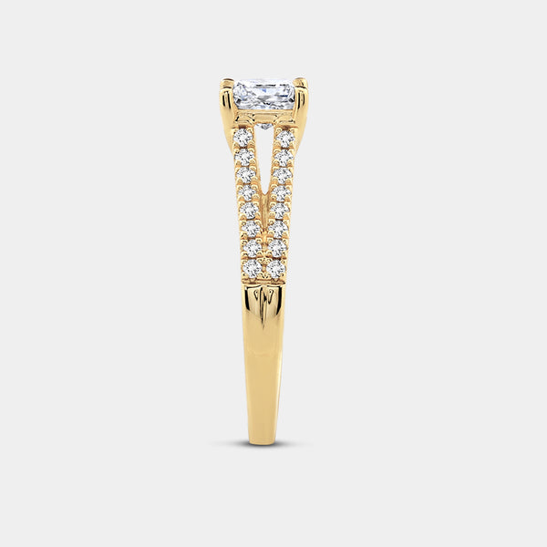 1 Carat Lab-Grown Diamond Princess-Cut Solitaire Plus Engagement Ring with a Studded Split Shank — GILDED New York