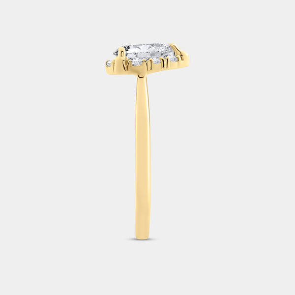 1 Carat Lab-Grown Diamond Pear-Shaped Hidden Halo Engagement Ring — GILDED New York