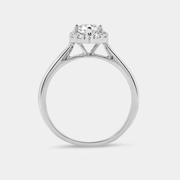 1 Carat Lab-Grown Diamond Pear-Shaped Hidden Halo Engagement Ring — GILDED New York