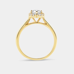 Gilded 1 Carat Lab-Grown Diamond Pear-Shaped Hidden Halo Engagement Ring