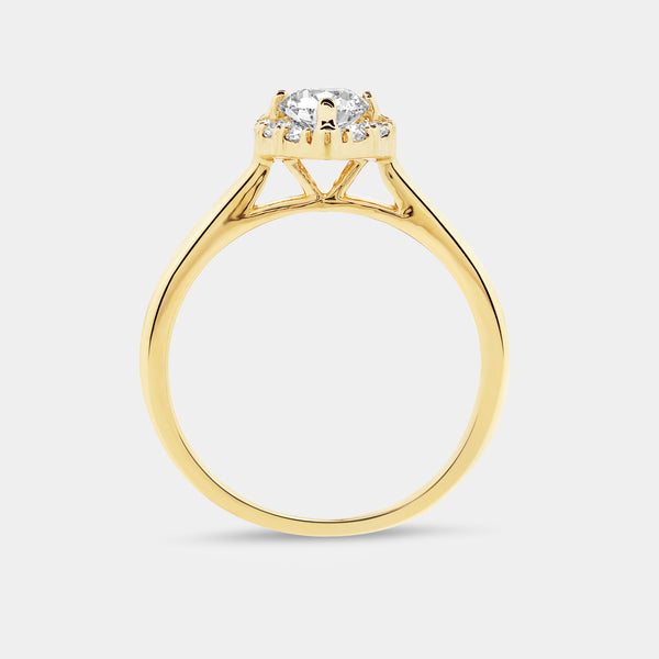 1 Carat Lab-Grown Diamond Pear-Shaped Hidden Halo Engagement Ring — GILDED New York