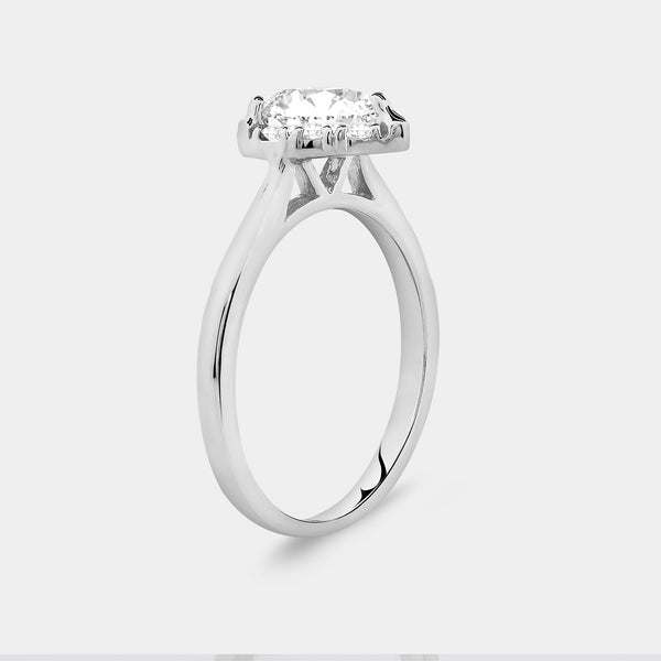 1 Carat Lab-Grown Diamond Pear-Shaped Hidden Halo Engagement Ring — GILDED New York