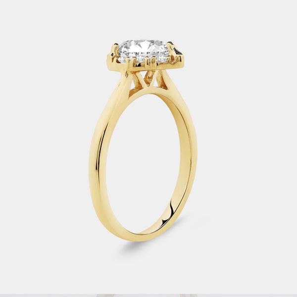 1 Carat Lab-Grown Diamond Pear-Shaped Hidden Halo Engagement Ring — GILDED New York