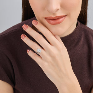 Gilded 1 and 1/2 Carat Lab-Grown Diamond Pear-Shaped Hidden Halo Engagement Ring