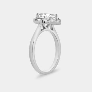 Gilded 1 and 1/2 Carat Lab-Grown Diamond Pear-Shaped Hidden Halo Engagement Ring