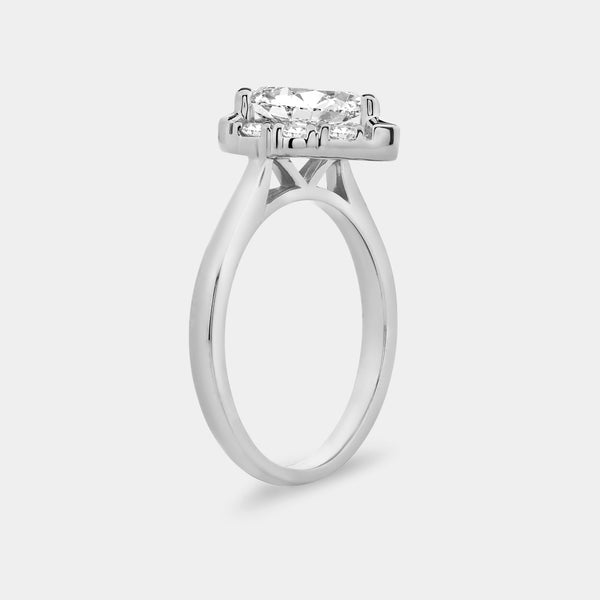 1 and 1/2 Carat Lab-Grown Diamond Pear-Shaped Hidden Halo Engagement Ring — GILDED New York