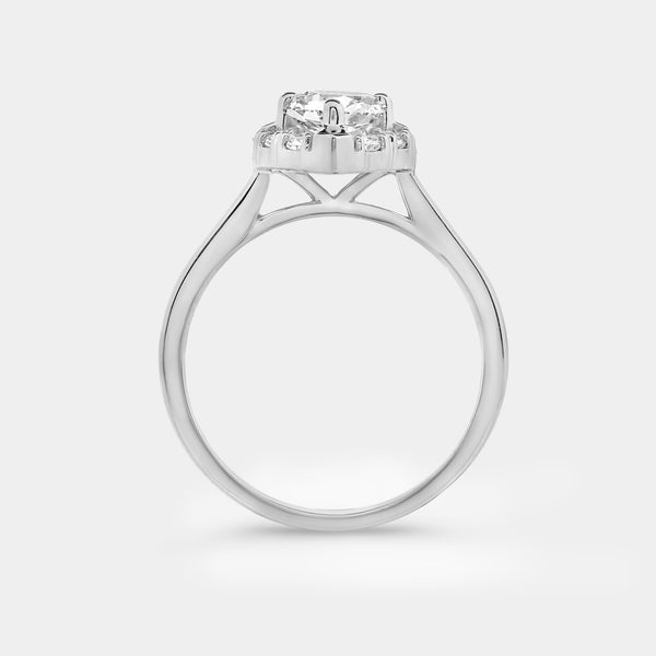 1 and 1/2 Carat Lab-Grown Diamond Pear-Shaped Hidden Halo Engagement Ring — GILDED New York