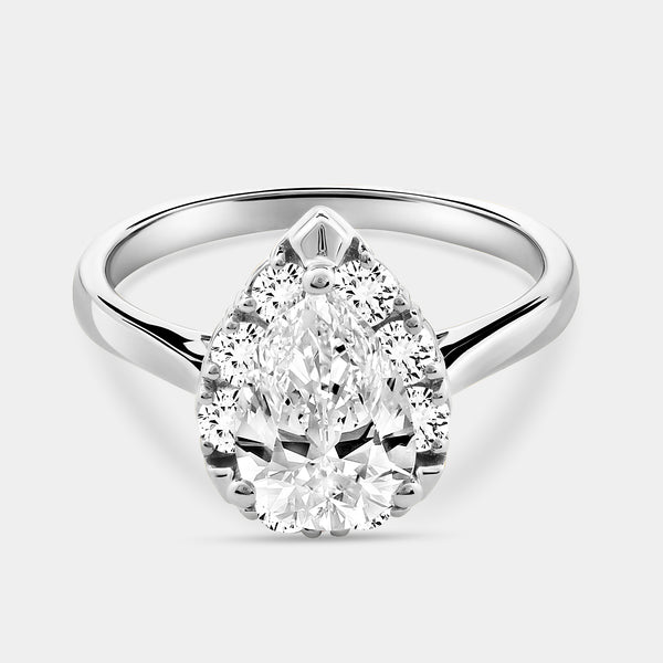 2 Carat Lab-Grown Diamond Pear-Shaped Hidden Halo Engagement Ring — GILDED New York