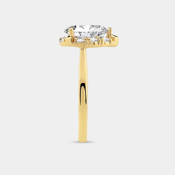 2 Carat Lab-Grown Diamond Pear-Shaped Hidden Halo Engagement Ring — GILDED New York
