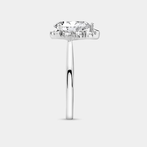 2 Carat Lab-Grown Diamond Pear-Shaped Hidden Halo Engagement Ring — GILDED New York