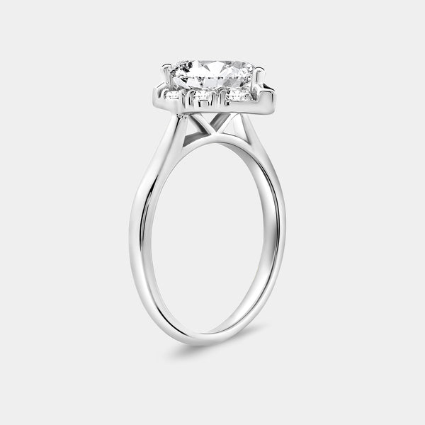 2 Carat Lab-Grown Diamond Pear-Shaped Hidden Halo Engagement Ring — GILDED New York