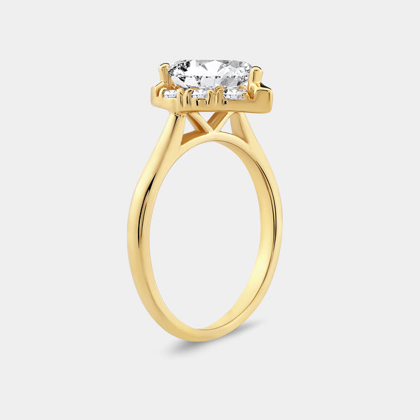 2 Carat Lab-Grown Diamond Pear-Shaped Hidden Halo Engagement Ring — GILDED New York