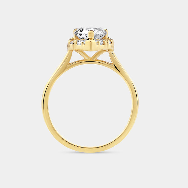 2 Carat Lab-Grown Diamond Pear-Shaped Hidden Halo Engagement Ring — GILDED New York