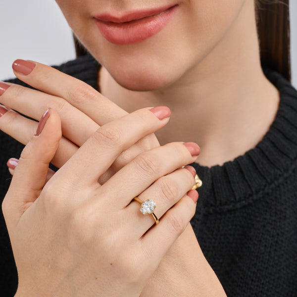 1 Carat Lab-Grown Diamond Oval-Shaped Hidden Halo Engagement Ring — GILDED New York