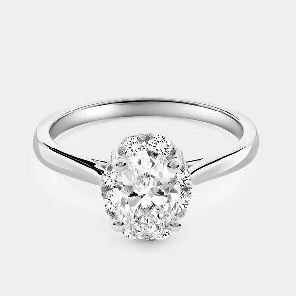 1 Carat Lab-Grown Diamond Oval-Shaped Hidden Halo Engagement Ring — GILDED New York