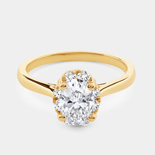 Gilded 1 Carat Lab-Grown Diamond Oval-Shaped Hidden Halo Engagement Ring