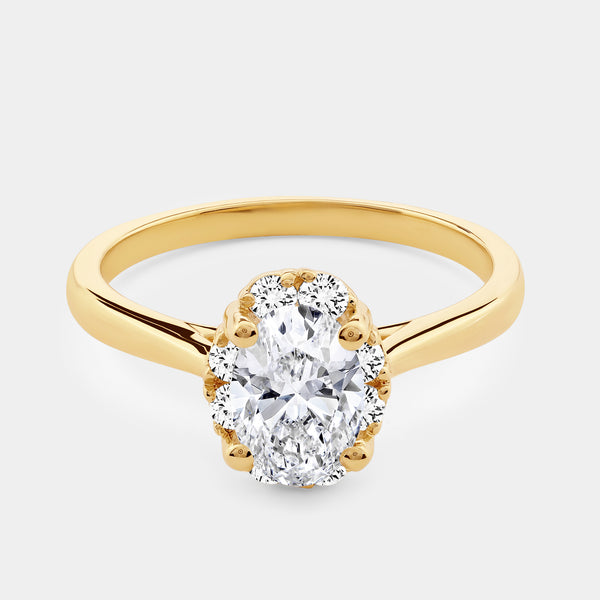 1 Carat Lab-Grown Diamond Oval-Shaped Hidden Halo Engagement Ring — GILDED New York