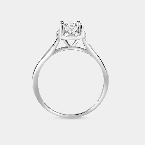1 Carat Lab-Grown Diamond Oval-Shaped Hidden Halo Engagement Ring — GILDED New York