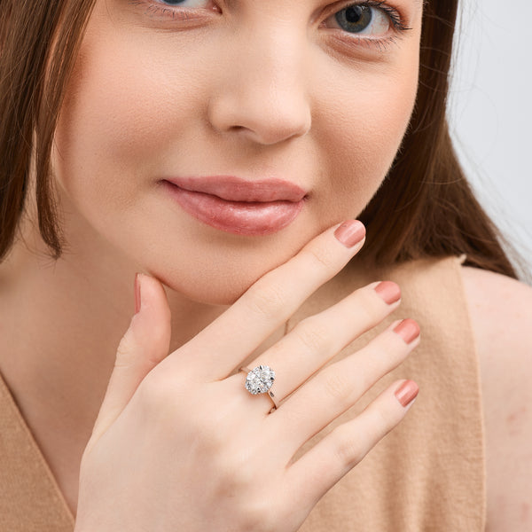 1 and 1/2 Carat Lab-Grown Diamond Oval-Shaped Hidden Halo Engagement Ring — GILDED New York