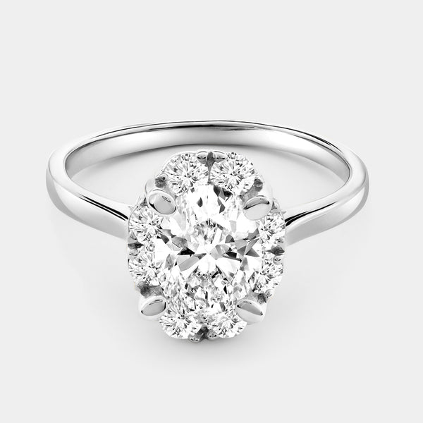 1 and 1/2 Carat Lab-Grown Diamond Oval-Shaped Hidden Halo Engagement Ring — GILDED New York
