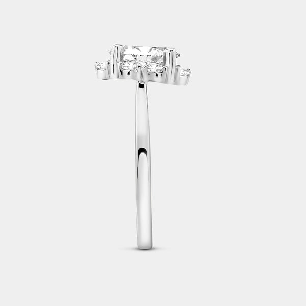 1 and 1/2 Carat Lab-Grown Diamond Oval-Shaped Hidden Halo Engagement Ring — GILDED New York