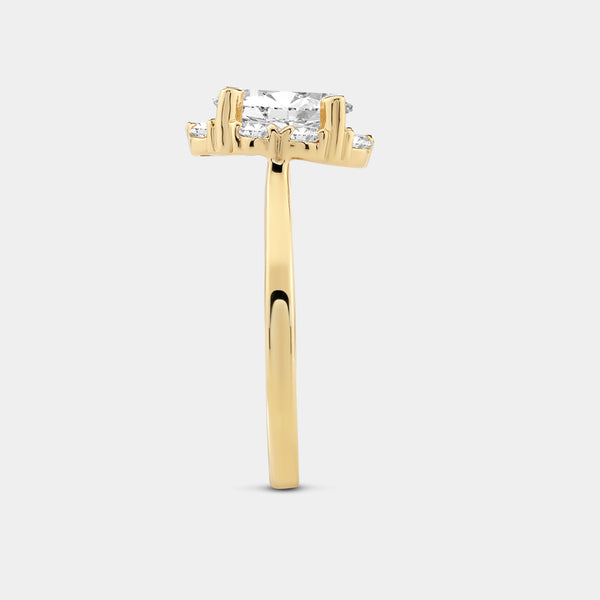 1 and 1/2 Carat Lab-Grown Diamond Oval-Shaped Hidden Halo Engagement Ring — GILDED New York