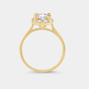 Gilded 1 and 1/2 Carat Lab-Grown Diamond Oval-Shaped Hidden Halo Engagement Ring