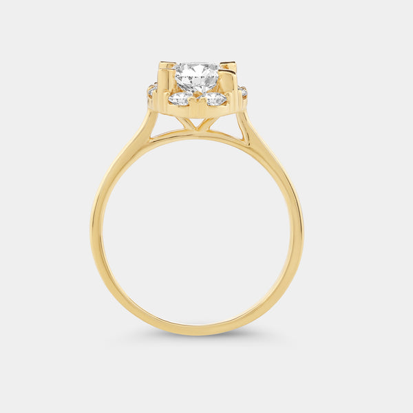 Gilded 1 and 1/2 Carat Lab-Grown Diamond Oval-Shaped Hidden Halo Engagement Ring